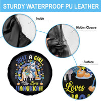 A Girl Loves Hanukkah Spare Tire Cover Funny Sloth On Llama Jewish Holiday Gift - Wonder Print Shop