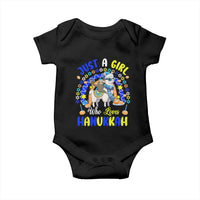 A Girl Loves Hanukkah Baby Onesie Funny Sloth On Llama Jewish Holiday Gift - Wonder Print Shop