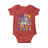A Girl Loves Hanukkah Baby Onesie Funny Sloth On Llama Jewish Holiday Gift - Wonder Print Shop