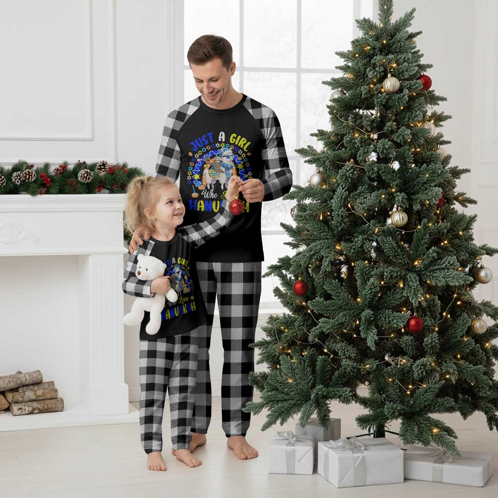A Girl Loves Hanukkah Plaid Pajama Set Funny Sloth On Llama Jewish Holiday Gift - Wonder Print Shop