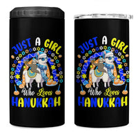 A Girl Loves Hanukkah 4 in 1 Can Cooler Tumbler Funny Sloth On Llama Jewish Holiday Gift - Wonder Print Shop