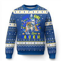 A Girl Loves Chanukkah Hanukkah Ugly Sweater Funny Sloth On Llama Jewish Holiday Gift - Wonder Print Shop