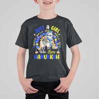 A Girl Loves Hanukkah T Shirt For Kid Funny Sloth On Llama Jewish Holiday Gift - Wonder Print Shop