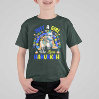 A Girl Loves Hanukkah T Shirt For Kid Funny Sloth On Llama Jewish Holiday Gift - Wonder Print Shop