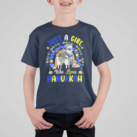 A Girl Loves Hanukkah T Shirt For Kid Funny Sloth On Llama Jewish Holiday Gift - Wonder Print Shop