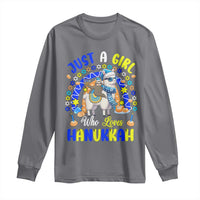 A Girl Loves Hanukkah Long Sleeve Shirt Funny Sloth On Llama Jewish Holiday Gift - Wonder Print Shop
