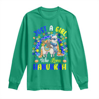 A Girl Loves Hanukkah Long Sleeve Shirt Funny Sloth On Llama Jewish Holiday Gift - Wonder Print Shop