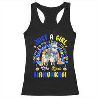 A Girl Loves Hanukkah Racerback Tank Top Funny Sloth On Llama Jewish Holiday Gift - Wonder Print Shop