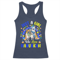 A Girl Loves Hanukkah Racerback Tank Top Funny Sloth On Llama Jewish Holiday Gift - Wonder Print Shop