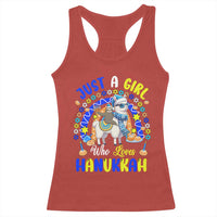 A Girl Loves Hanukkah Racerback Tank Top Funny Sloth On Llama Jewish Holiday Gift - Wonder Print Shop