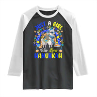 A Girl Loves Hanukkah Raglan Shirt Funny Sloth On Llama Jewish Holiday Gift - Wonder Print Shop