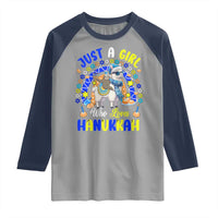 A Girl Loves Hanukkah Raglan Shirt Funny Sloth On Llama Jewish Holiday Gift - Wonder Print Shop