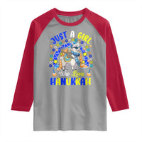 A Girl Loves Hanukkah Raglan Shirt Funny Sloth On Llama Jewish Holiday Gift - Wonder Print Shop