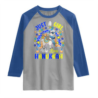 A Girl Loves Hanukkah Raglan Shirt Funny Sloth On Llama Jewish Holiday Gift - Wonder Print Shop