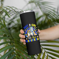 A Girl Loves Hanukkah Skinny Tumbler Funny Sloth On Llama Jewish Holiday Gift - Wonder Print Shop
