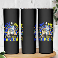 A Girl Loves Hanukkah Skinny Tumbler Funny Sloth On Llama Jewish Holiday Gift - Wonder Print Shop