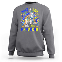 A Girl Loves Hanukkah Sweatshirt Funny Sloth On Llama Jewish Holiday Gift - Wonder Print Shop