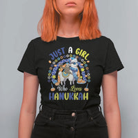 A Girl Loves Hanukkah T Shirt For Women Funny Sloth On Llama Jewish Holiday Gift - Wonder Print Shop