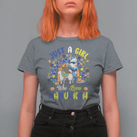 A Girl Loves Hanukkah T Shirt For Women Funny Sloth On Llama Jewish Holiday Gift - Wonder Print Shop