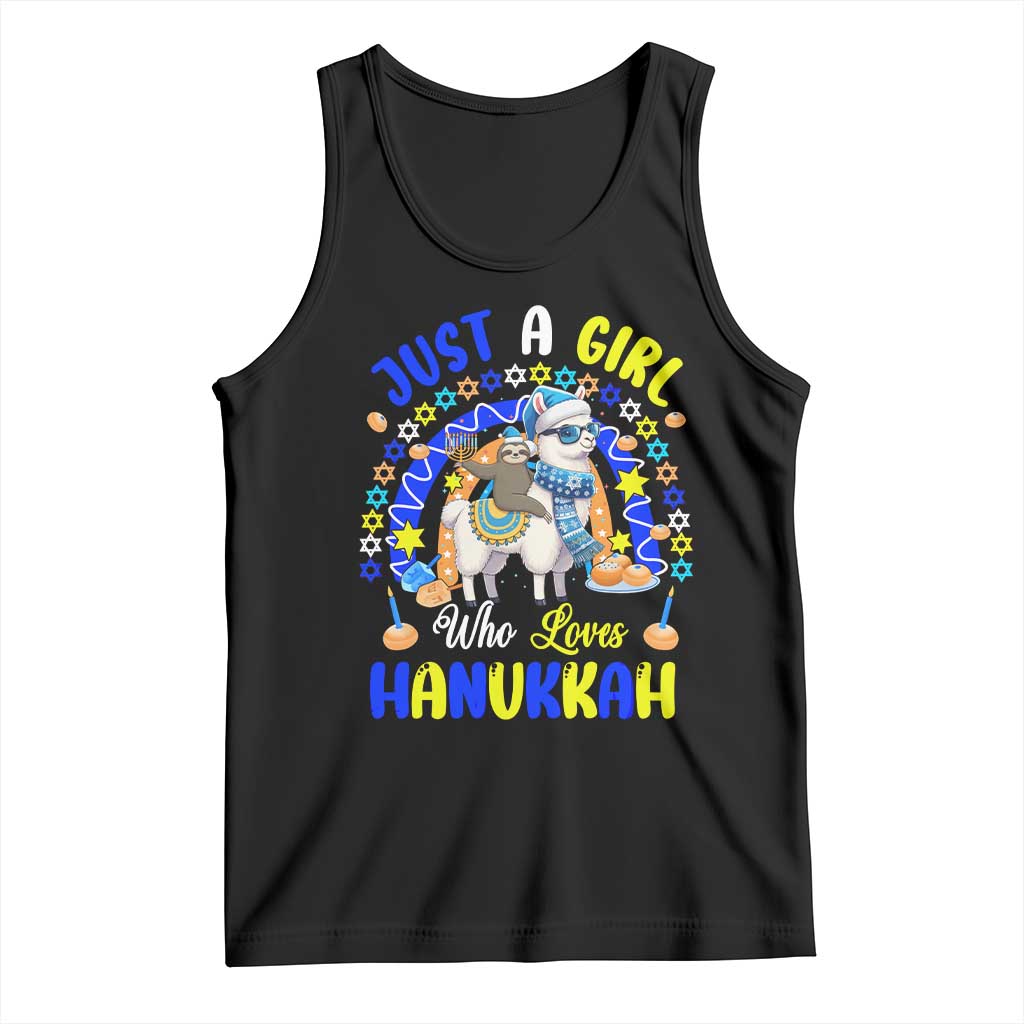A Girl Loves Hanukkah Tank Top Funny Sloth On Llama Jewish Holiday Gift - Wonder Print Shop