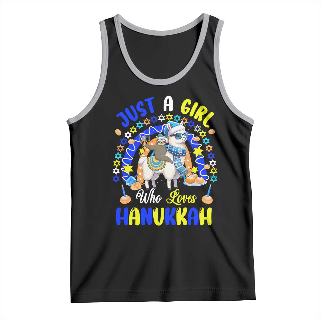 A Girl Loves Hanukkah Tank Top Funny Sloth On Llama Jewish Holiday Gift - Wonder Print Shop