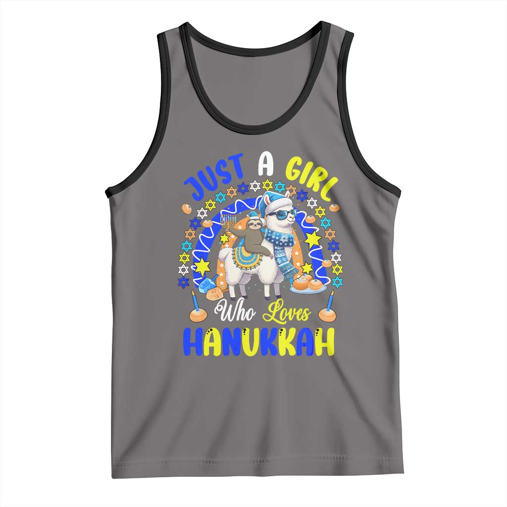 A Girl Loves Hanukkah Tank Top Funny Sloth On Llama Jewish Holiday Gift - Wonder Print Shop