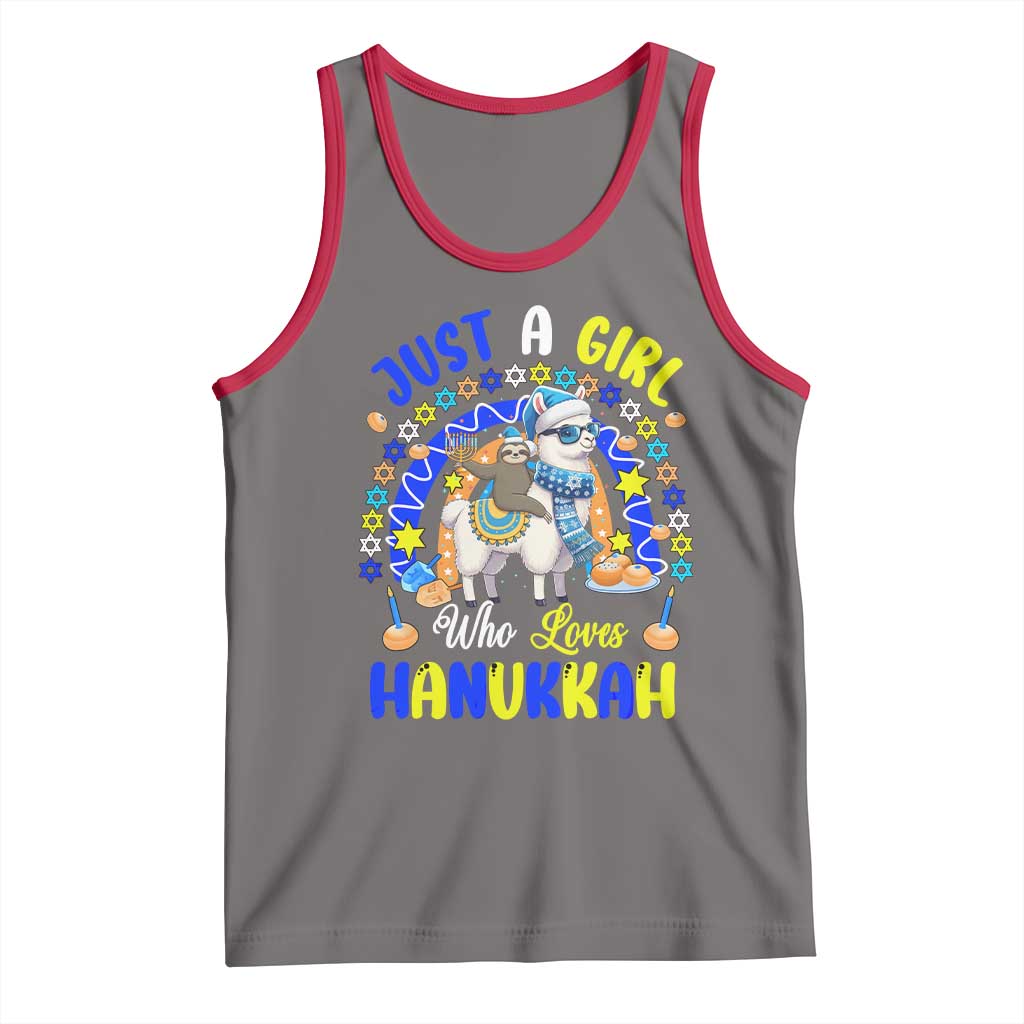 A Girl Loves Hanukkah Tank Top Funny Sloth On Llama Jewish Holiday Gift - Wonder Print Shop