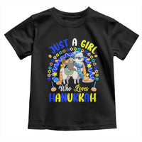 A Girl Loves Hanukkah Toddler T Shirt Funny Sloth On Llama Jewish Holiday Gift - Wonder Print Shop