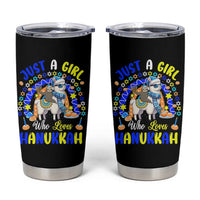 A Girl Loves Hanukkah Tumbler Cup Funny Sloth On Llama Jewish Holiday Gift - Wonder Print Shop