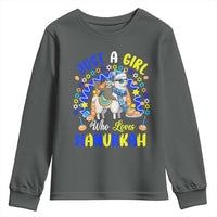 A Girl Loves Hanukkah Youth Sweatshirt Funny Sloth On Llama Jewish Holiday Gift - Wonder Print Shop