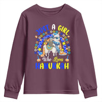 A Girl Loves Hanukkah Youth Sweatshirt Funny Sloth On Llama Jewish Holiday Gift - Wonder Print Shop