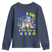 A Girl Loves Hanukkah Youth Sweatshirt Funny Sloth On Llama Jewish Holiday Gift - Wonder Print Shop