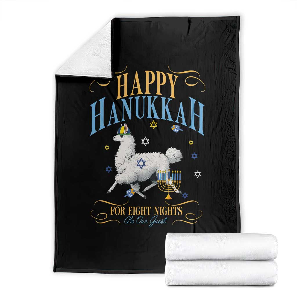 Funny Happy Hanukkah Llama Be Our Guest For Eight Nights Gift Throw Blanket Funny Hanukkah Gift - Wonder Print Shop