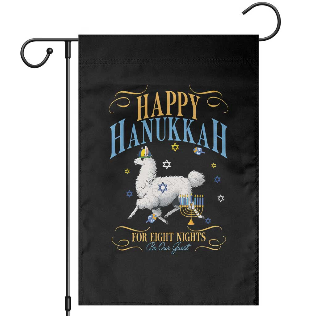 Funny Happy Hanukkah Llama Be Our Guest For Eight Nights Gift Garden Flag Funny Hanukkah Gift - Wonder Print Shop