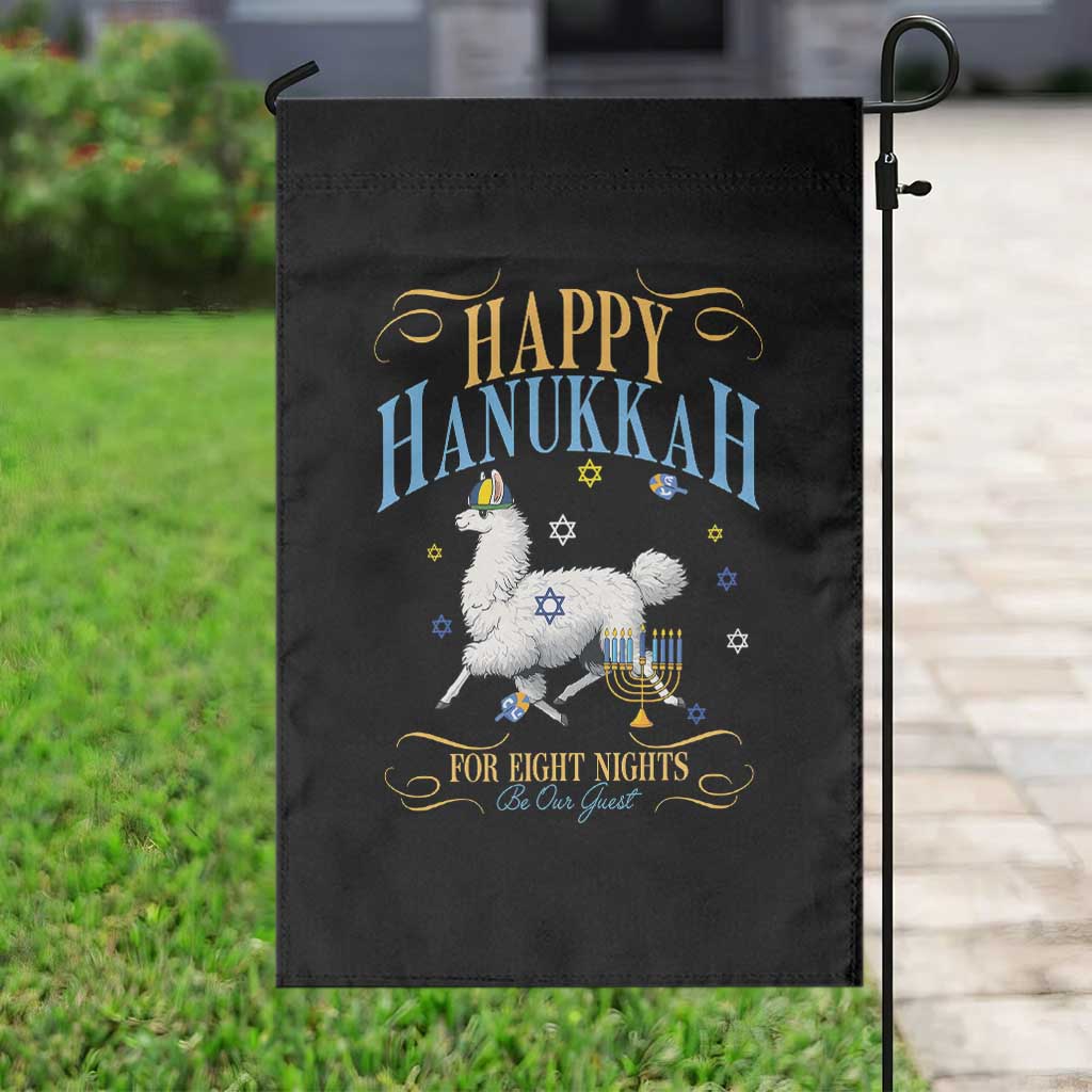 Funny Happy Hanukkah Llama Be Our Guest For Eight Nights Gift Garden Flag Funny Hanukkah Gift - Wonder Print Shop
