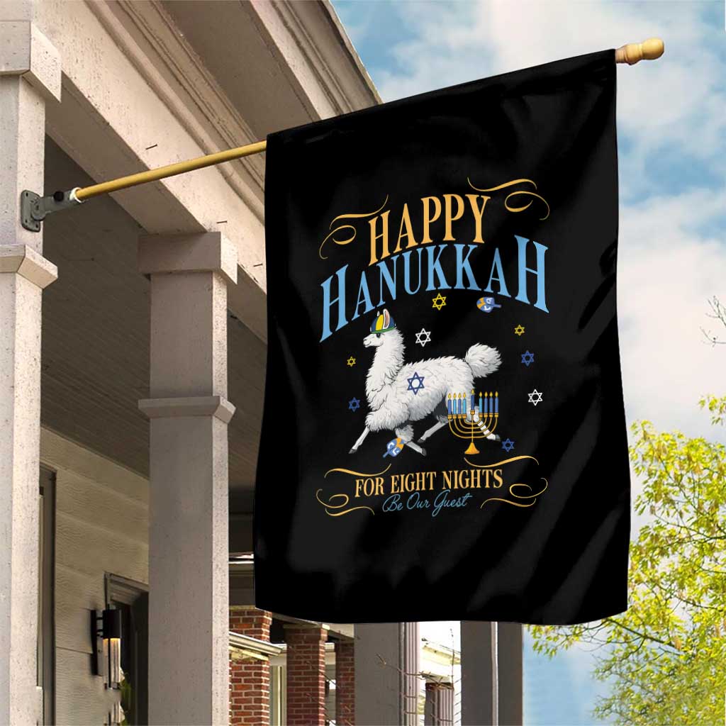 Funny Happy Hanukkah Llama Be Our Guest For Eight Nights Gift Garden Flag Funny Hanukkah Gift - Wonder Print Shop