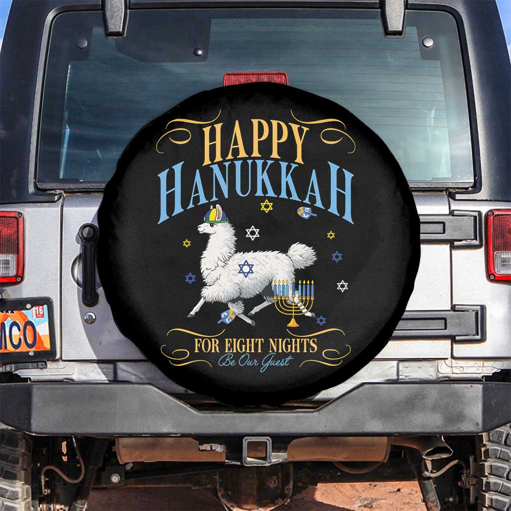 Funny Happy Hanukkah Llama Be Our Guest For Eight Nights Gift Spare Tire Cover Funny Hanukkah Gift - Wonder Print Shop