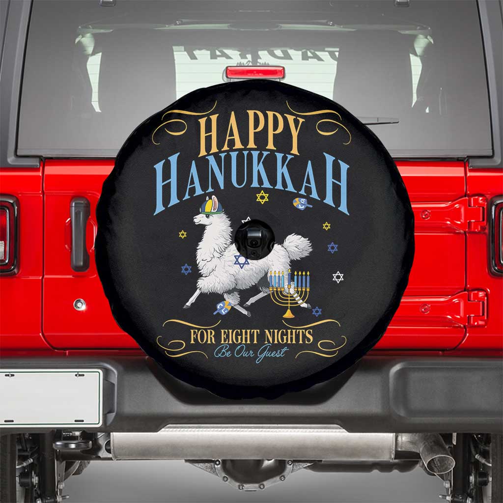 Funny Happy Hanukkah Llama Be Our Guest For Eight Nights Gift Spare Tire Cover Funny Hanukkah Gift - Wonder Print Shop