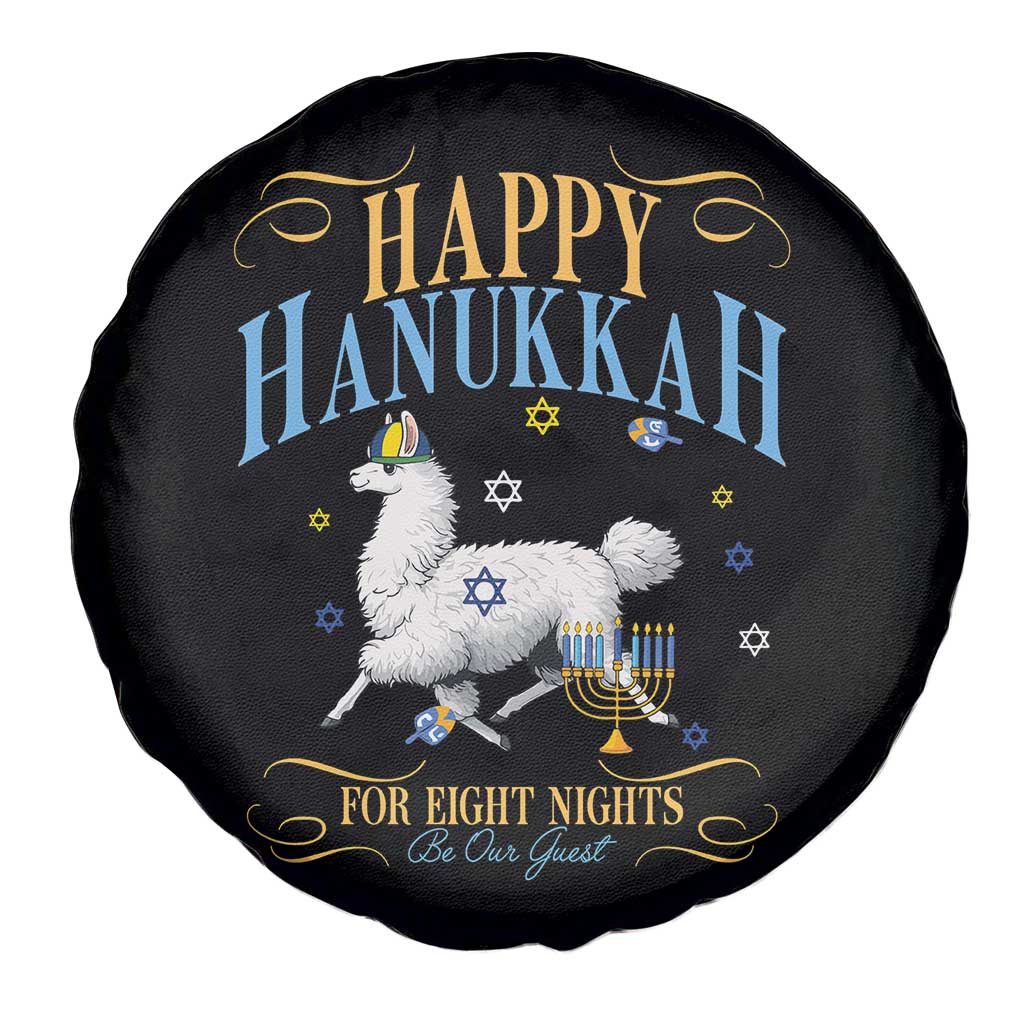 Funny Happy Hanukkah Llama Be Our Guest For Eight Nights Gift Spare Tire Cover Funny Hanukkah Gift - Wonder Print Shop