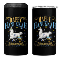 Funny Happy Hanukkah Llama Be Our Guest For Eight Nights Gift 4 in 1 Can Cooler Tumbler Funny Hanukkah Gift - Wonder Print Shop