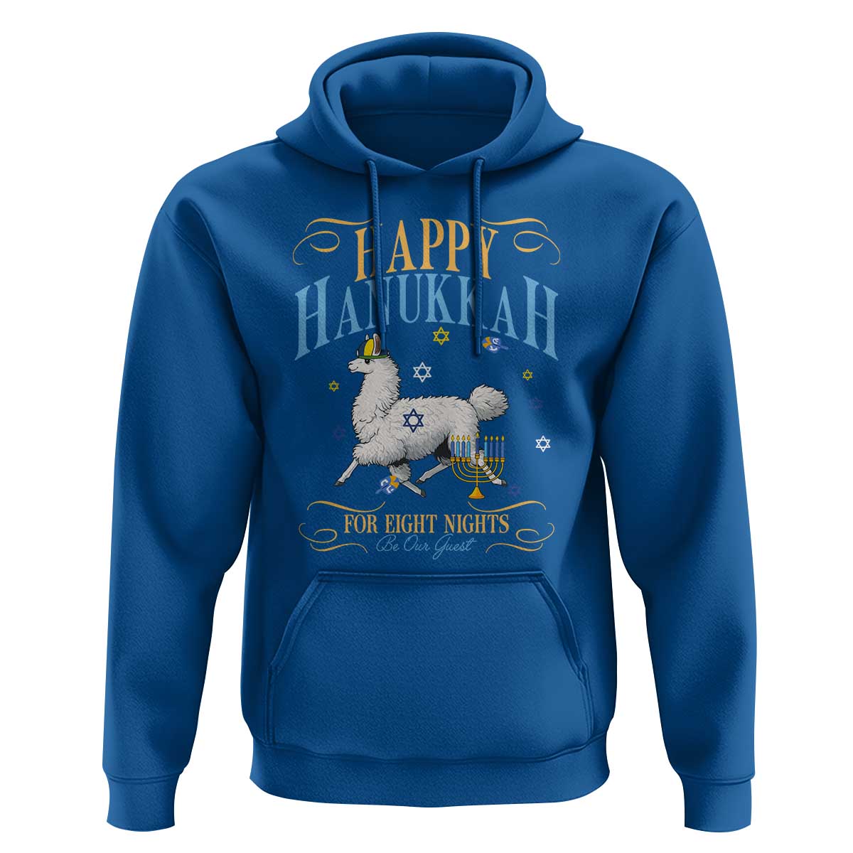 Funny Happy Hanukkah Llama Be Our Guest For Eight Nights Gift Hoodie Funny Hanukkah Gift - Wonder Print Shop