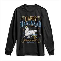 Funny Happy Hanukkah Llama Be Our Guest For Eight Nights Gift Long Sleeve Shirt Funny Hanukkah Gift - Wonder Print Shop