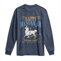 Funny Happy Hanukkah Llama Be Our Guest For Eight Nights Gift Long Sleeve Shirt Funny Hanukkah Gift - Wonder Print Shop