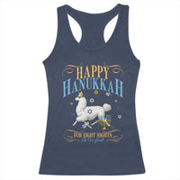Funny Happy Hanukkah Llama Be Our Guest For Eight Nights Gift Racerback Tank Top Funny Hanukkah Gift - Wonder Print Shop