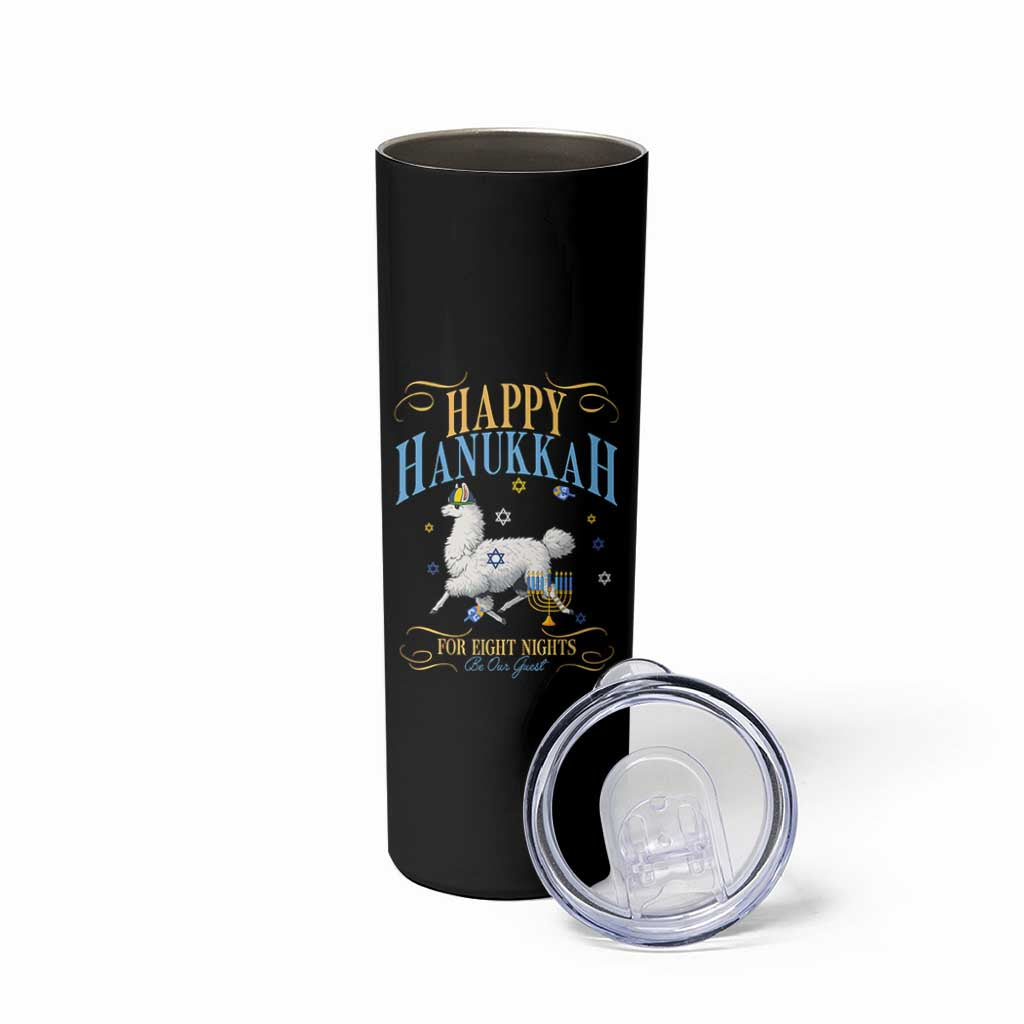 Funny Happy Hanukkah Llama Be Our Guest For Eight Nights Gift Skinny Tumbler Funny Hanukkah Gift - Wonder Print Shop