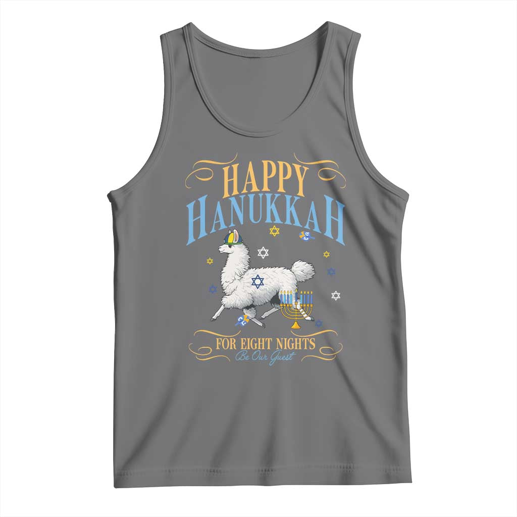 Funny Happy Hanukkah Llama Be Our Guest For Eight Nights Gift Tank Top Funny Hanukkah Gift - Wonder Print Shop