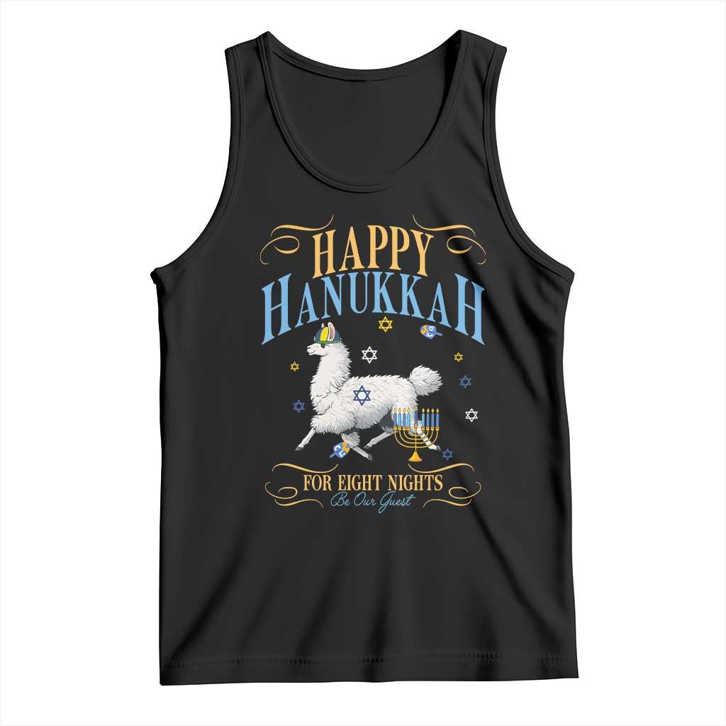 Funny Happy Hanukkah Llama Be Our Guest For Eight Nights Gift Tank Top Funny Hanukkah Gift - Wonder Print Shop