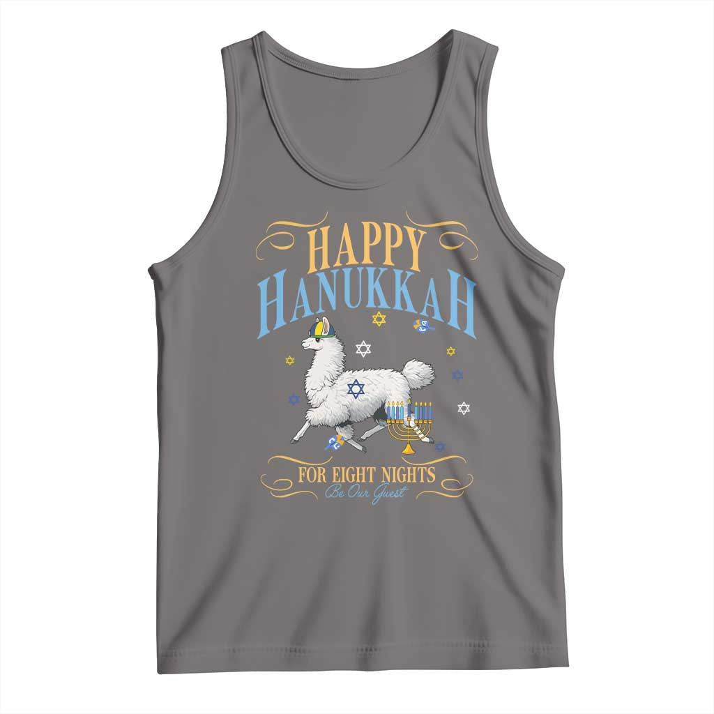 Funny Happy Hanukkah Llama Be Our Guest For Eight Nights Gift Tank Top Funny Hanukkah Gift - Wonder Print Shop
