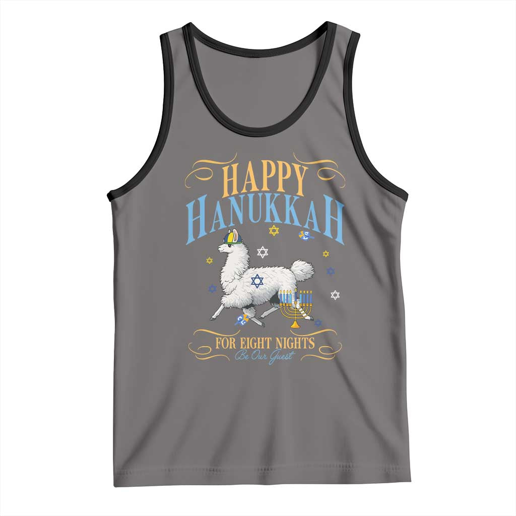 Funny Happy Hanukkah Llama Be Our Guest For Eight Nights Gift Tank Top Funny Hanukkah Gift - Wonder Print Shop