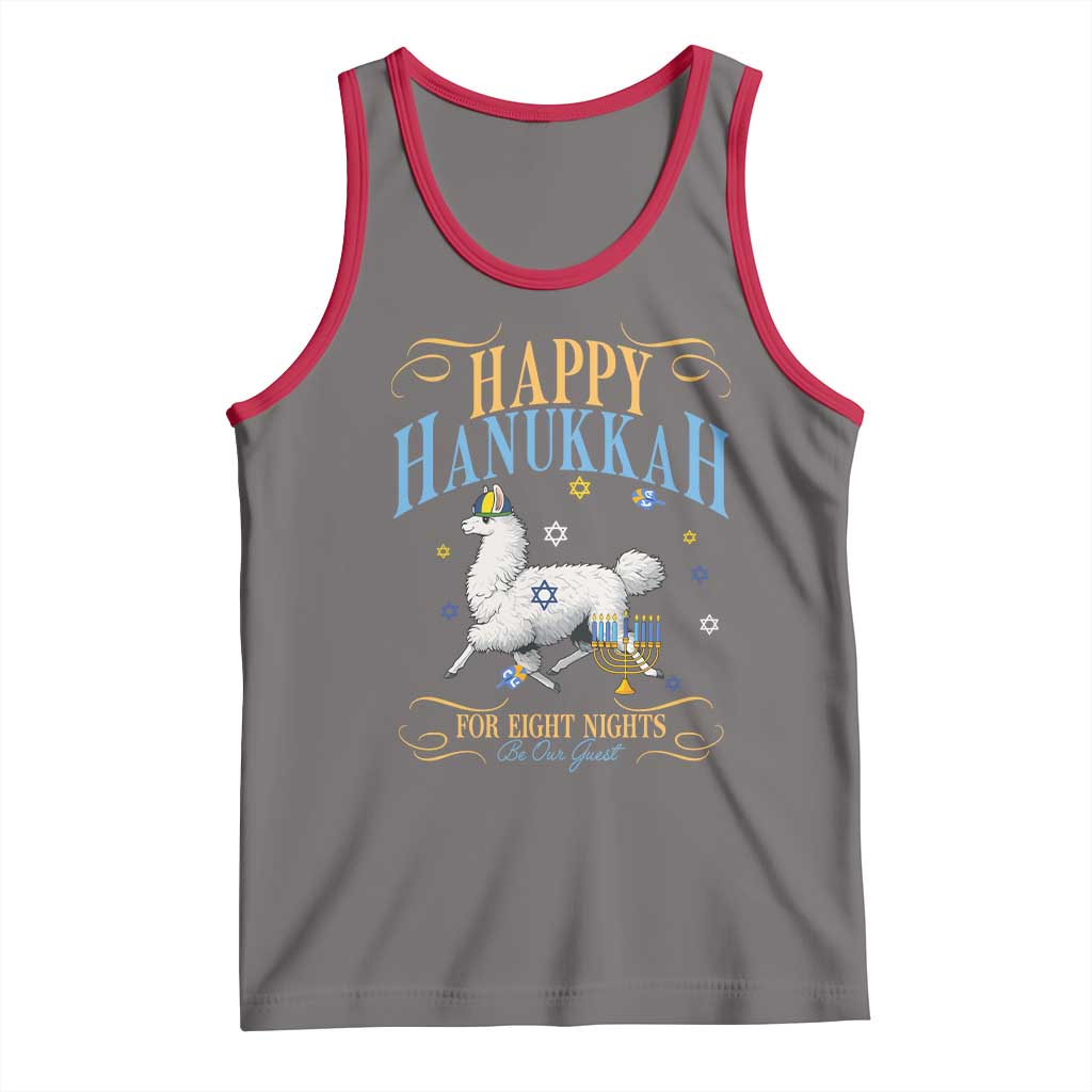 Funny Happy Hanukkah Llama Be Our Guest For Eight Nights Gift Tank Top Funny Hanukkah Gift - Wonder Print Shop